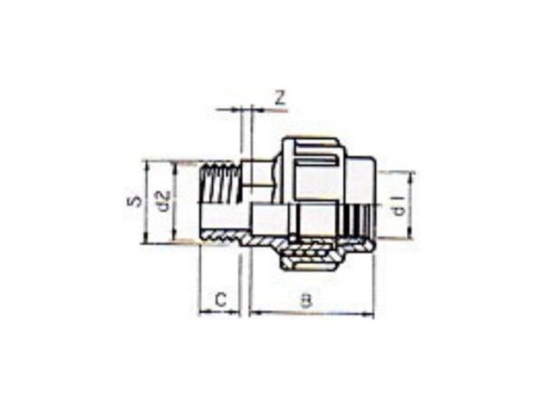Pe coupling 20 x 1/2" male  pvc - 050000075